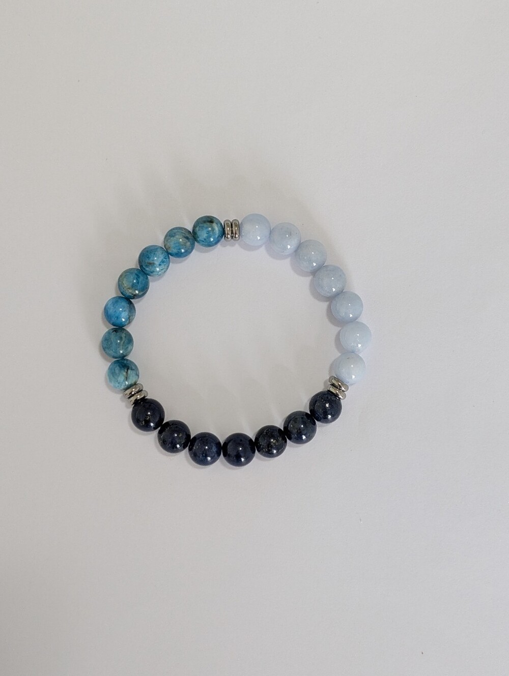 Apatite/Chalcedony/Lapis Lazuli Bracelet - Picture 4 of 7